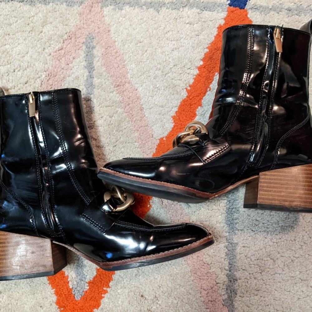 Steve Madden Loreen Black Patent Ankle Boot With … - image 3